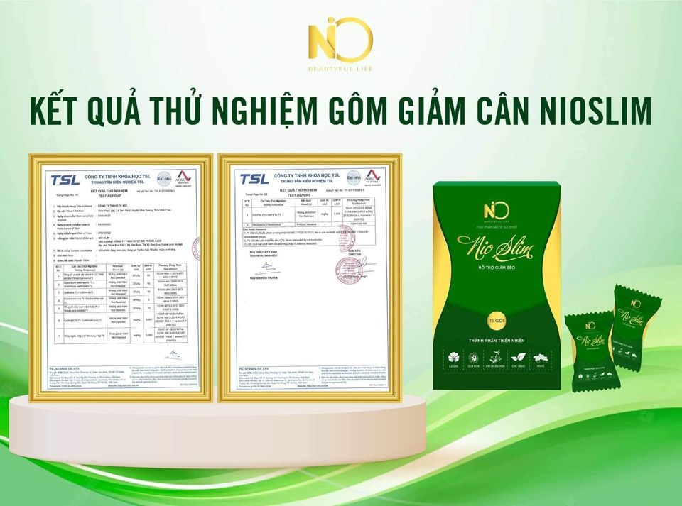 giấy chứng nhận an toàn của gôm Giảm Cân Nio Slim 