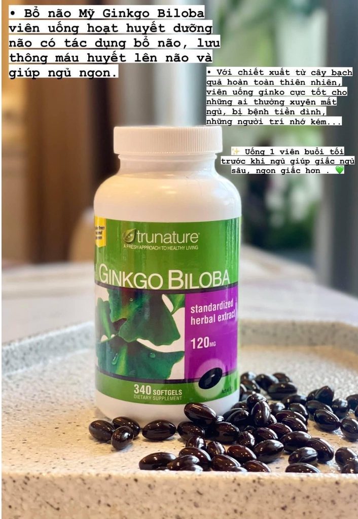 Hướng dẫn sử dụng Ginkgo Biloba 120mg Trunature hiệu quả