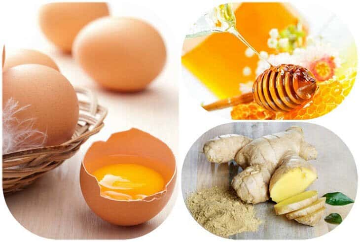 Mật ong, trứng gà và gừng