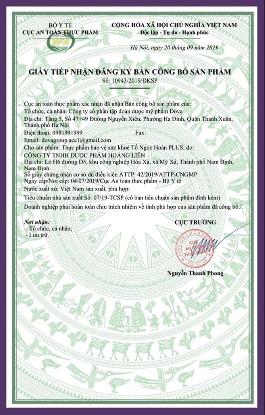 giấy công bố sản phẩm