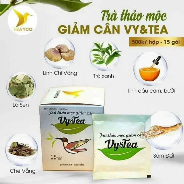 Trà giảm cân Vy & Tea chứa các thảo dược thiên nhiên