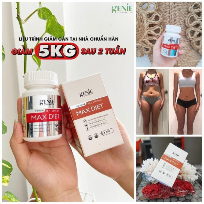 Giảm Cân Max Diet Genie Hàn Quốc (Hộp 1 lọ x 60 viên)| Dành cho cơ địa khó sờn lỳ