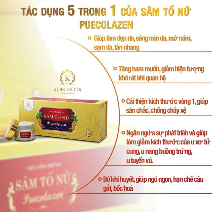 Công dụng của Viên uống Sâm Tố Nữ Puecolazen