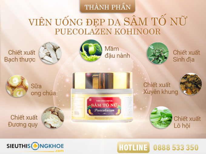 Thành phần của Viên uống Sâm Tố Nữ Puecolazen