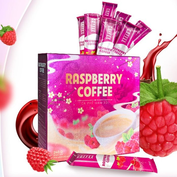 Cà Phê Mâm Xôi Giảm Cân Raspberry Coffee - Hộp 15 Gói - Hàng Chính Hãng