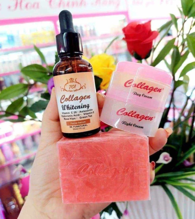 Bộ Serum & Kem Collagen Plus Vit E – Mờ Thâm Nám, Tàn Nhang – Hàng Chính Hãng